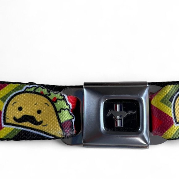Buckle-Down Adjustable Belt Ford Mustang Buckle Taco Motif Design Seat Belt. - Picture 3 of 8